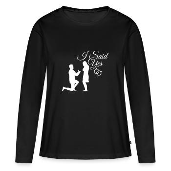 Fiançailles - T-shirt manches longues Premium bio Femme - noir - Devant - Julia (174cm)