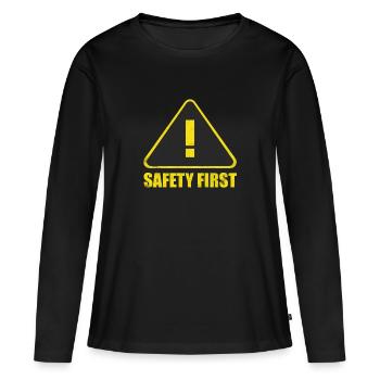 Panneau d'avertissement de sécurité, point d'exclamation - T-shirt manches longues Premium bio Femme - noir - Devant - Julia (174cm)