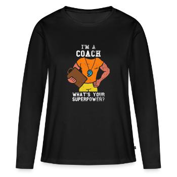 Entraîneur entraîneur - T-shirt manches longues Premium bio Femme - noir - Devant - Julia (174cm)