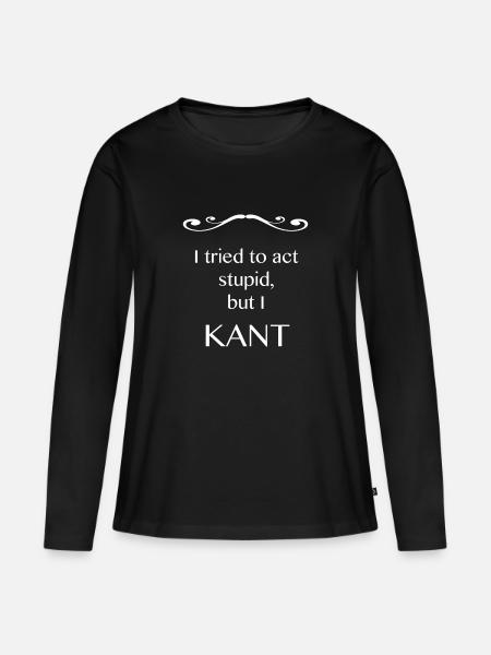 Philosophie Shirt: Der geniale Kopf Immanuel Kant - Frauen Premium Bio Langarmshirt - Schwarz