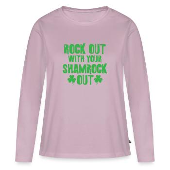 Rock Out With Your Shamrock Out St Patricks Day - Women's Premium Organic Long Sleeve Shirt - dusky pink - Front - Julia (174cm)