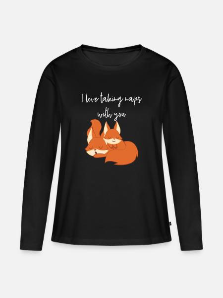 Fuchs – Fuchs T-Shirt – Fuchsfan – Morgenmuffel - Frauen Premium Bio Langarmshirt - Schwarz