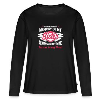 Soeur mémoire coeur ciel - T-shirt manches longues Premium bio Femme - noir - Devant - Julia (174cm)