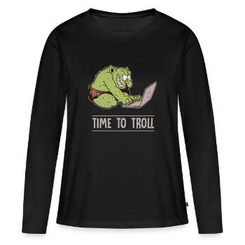 Zeit zum Aergern Troll - Frauen Premium Bio Langarmshirt - Schwarz - Vorne - Julia (174cm)