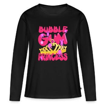Bubble gum bubble gum princesse rose cadeau bonbon - T-shirt manches longues Premium bio Femme - noir - Devant - Julia (174cm)