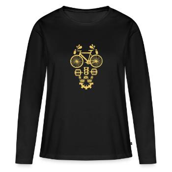 Bicycle skull robot road bike mountain bike - Women's Premium Organic Long Sleeve Shirt - black - Front - Julia (174cm)