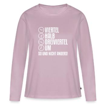 Heure de l’Allemagne de l’Est | Ossi Est Allemagne de l’Est horloge - T-shirt manches longues Premium bio Femme - rose poudré - Devant - Julia (174cm)
