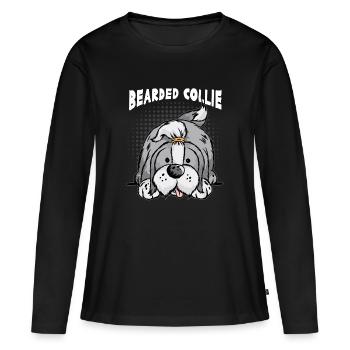 BEARDED COLLIE Border Collie Rough Collies Sheltie - T-shirt manches longues Premium bio Femme - noir - Devant - Julia (174cm)