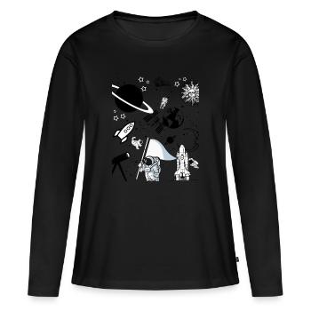 Science Compilation Gift Voyage dans l'espace - T-shirt manches longues Premium bio Femme - noir - Devant - Julia (174cm)
