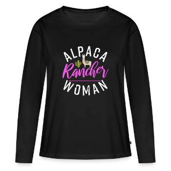 Alpaca Rancher Woman | Llama Lover Fan - Women's Premium Organic Long Sleeve Shirt - black - Front - Julia (174cm)