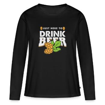 Bier trinken Alkohol trinken - Frauen Premium Bio Langarmshirt - Schwarz - Vorne - Julia (174cm)
