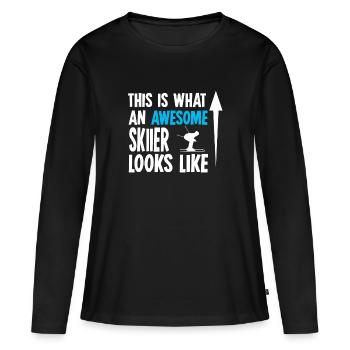 Ski ski - T-shirt manches longues Premium bio Femme - noir - Devant - Julia (174cm)