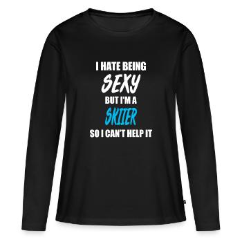 Ski ski - T-shirt manches longues Premium bio Femme - noir - Devant - Julia (174cm)