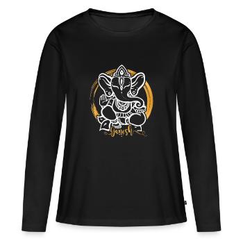 Lord Ganesh Design | Cadeau d'hindouisme pour les croyants - T-shirt manches longues Premium bio Femme - noir - Devant - Julia (174cm)