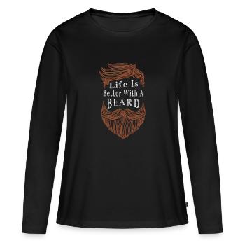 Sexy barbe idée cadeau masculinité porn bars - T-shirt manches longues Premium bio Femme - noir - Devant - Julia (174cm)