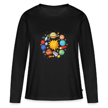 univers - T-shirt manches longues Premium bio Femme - noir - Devant - Julia (174cm)