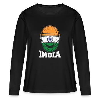 Conception de cricket en Inde: 2019 Indian International - T-shirt manches longues Premium bio Femme - noir - Devant - Julia (174cm)