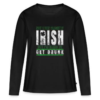 Trèfle Irlandais - T-shirt manches longues Premium bio Femme - noir - Devant - Julia (174cm)