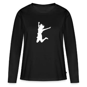 Jumpstyle joie aérienne de la vie - T-shirt manches longues Premium bio Femme - noir - Devant - Julia (174cm)