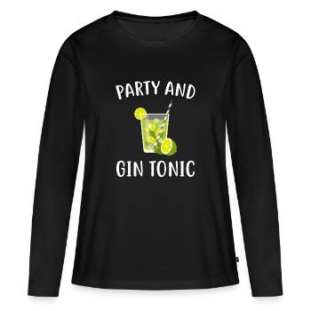 Party and Gin Tonic - Frauen Premium Bio Langarmshirt - Schwarz - Vorne - Julia (174cm)