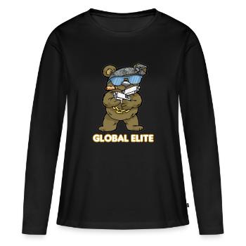 GLOBAL ELITE TEDDY Pistole Gamer Ego Shooter CS GO - Frauen Premium Bio Langarmshirt - Schwarz - Vorne - Julia (174cm)