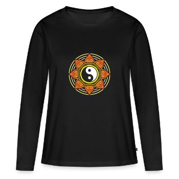 Yin yang - T-shirt manches longues Premium bio Femme - noir - Devant - Julia (174cm)
