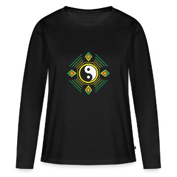 Yin yang - T-shirt manches longues Premium bio Femme - noir - Devant - Julia (174cm)