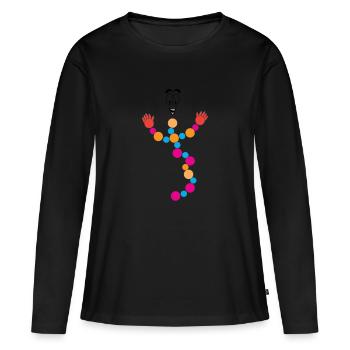 DNA DNS Lustiges Maskottchen Männchen Logo - Frauen Premium Bio Langarmshirt - Schwarz - Vorne - Julia (174cm)