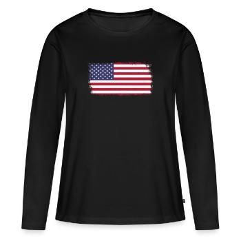 Drapeau américain - T-shirt manches longues Premium bio Femme - noir - Devant - Julia (174cm)