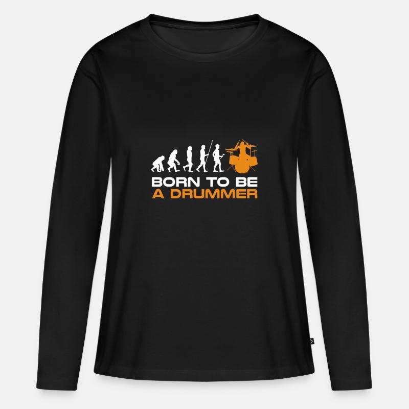 Drum Shirt Drummer Gift · Evolution - Women's Premium Organic Long Sleeve Shirt - black