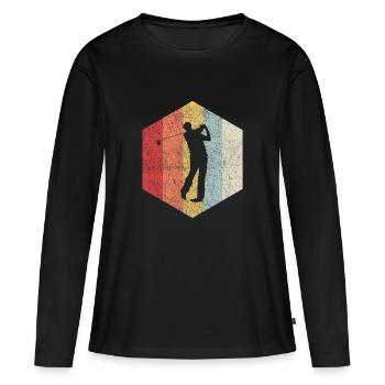 Golf Rétro Vintage Coup Ball vert Caddy - T-shirt manches longues Premium bio Femme - noir - Devant - Julia (174cm)
