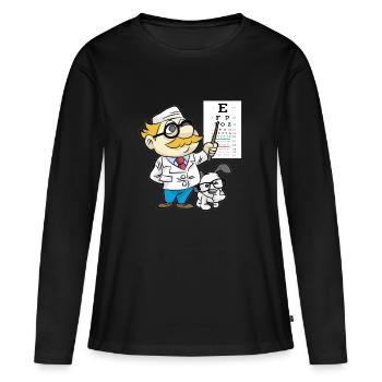 Augenarzt Optiker Blindfisch Brille Arzt Hund - Frauen Premium Bio Langarmshirt - Schwarz - Vorne - Julia (174cm)