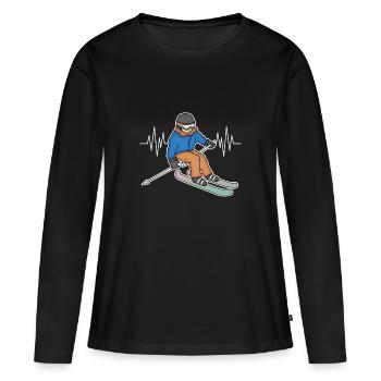 Ski Skiurlaub Skispringer - Frauen Premium Bio Langarmshirt - Schwarz - Vorne - Julia (174cm)
