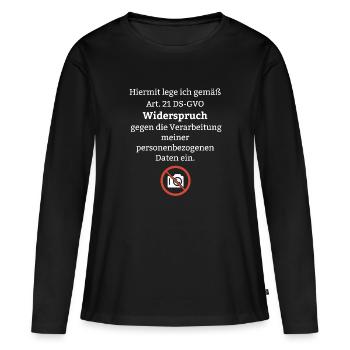 Datenschutz Lustiger Spruch DSGVO Event Foto Jura - Frauen Premium Bio Langarmshirt - Schwarz - Vorne - Julia (174cm)