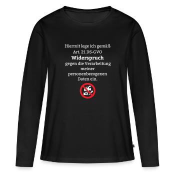 Datenschutz Verordnung Law DSGVO Event Foto Jura - Frauen Premium Bio Langarmshirt - Schwarz - Vorne - Julia (174cm)