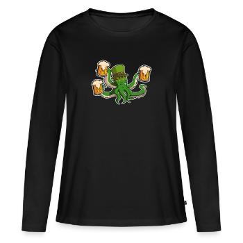 St. Patricks Day Beer Octopus Irish Shamrocktopus - Women's Premium Organic Long Sleeve Shirt - black - Front - Julia (174cm)