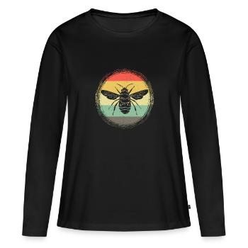 Hummeln Retro Vintage - Frauen Premium Bio Langarmshirt - Schwarz - Vorne - Julia (174cm)