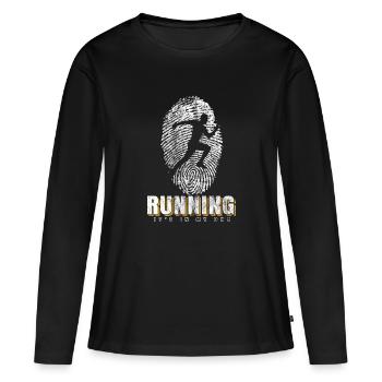 Run Runner DNA - T-shirt manches longues Premium bio Femme - noir - Devant - Julia (174cm)
