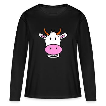 vache qui rit - T-shirt manches longues Premium bio Femme - noir - Devant - Julia (174cm)