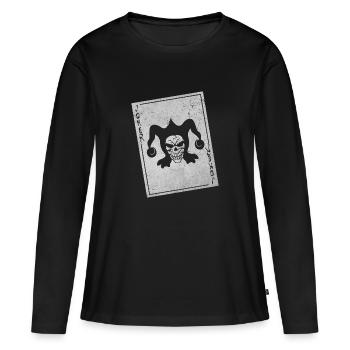 Joker Skull Carte à Jouer Carte Poker Cadeau - T-shirt manches longues Premium bio Femme - noir - Devant - Julia (174cm)