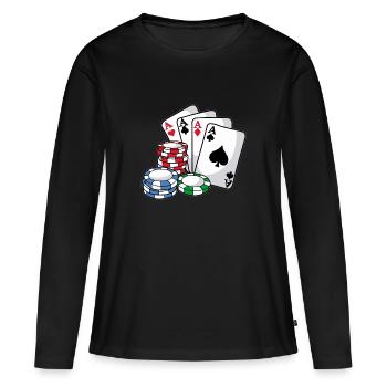 Cartes POKER Poker Chips Texas Cadeau Holdem - T-shirt manches longues Premium bio Femme - noir - Devant - Julia (174cm)