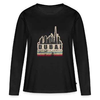 Rétro Dubai Tower City Tourisme Cadeau - T-shirt manches longues Premium bio Femme - noir - Devant - Julia (174cm)