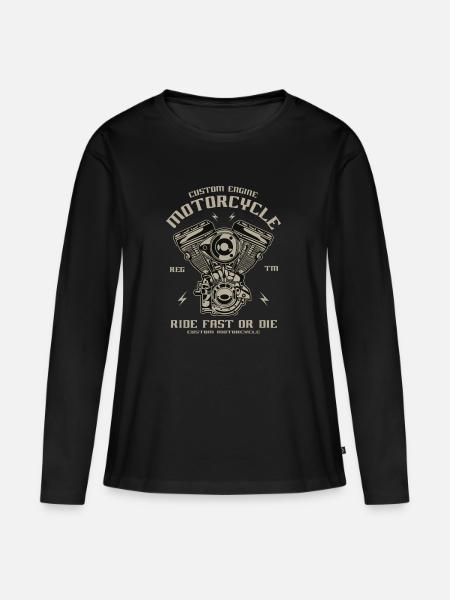 Motor - Frauen Premium Bio Langarmshirt - Schwarz
