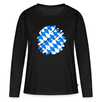 Drapeau bavarois d’occasion Look Drapeau bavarois Vintage - T-shirt manches longues Premium bio Femme - noir - Devant - Julia (174cm)