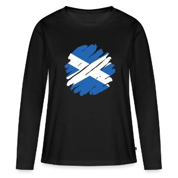 Drapeau écossais Drapeau écossais Alba GB Royaume-Uni - T-shirt manches longues Premium bio Femme - noir - Devant - Julia (174cm)