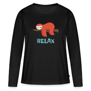 Paresseux détendu - T-shirt manches longues Premium bio Femme - noir - Devant - Julia (174cm)