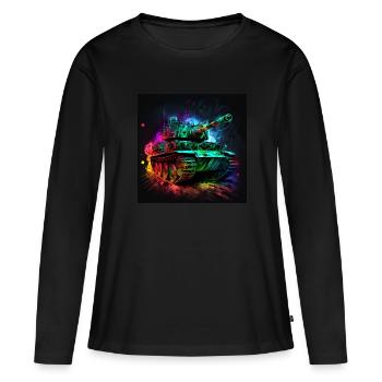 Kampfpanzer im Neonlicht, stark und robust - Frauen Premium Bio Langarmshirt - Schwarz - Vorne - Julia (174cm)
