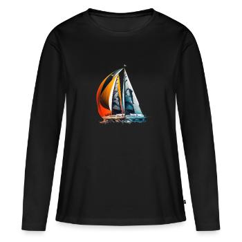 Voiliers en régate - T-shirt manches longues Premium bio Femme - noir - Devant - Julia (174cm)