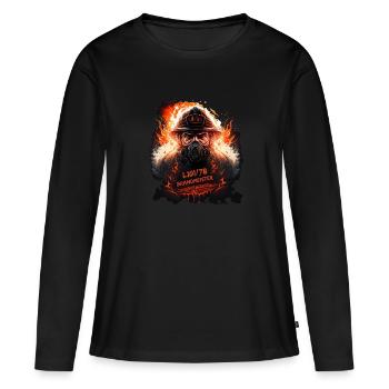 Brandmeister im Einsatz - Frauen Premium Bio Langarmshirt - Schwarz - Vorne - Julia (174cm)