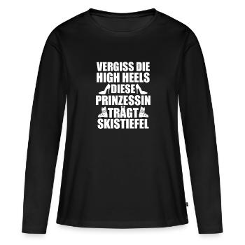 Diese Prinzessin trägt Skistiefel keine High Heels - Frauen Premium Bio Langarmshirt - Schwarz - Vorne - Julia (174cm)